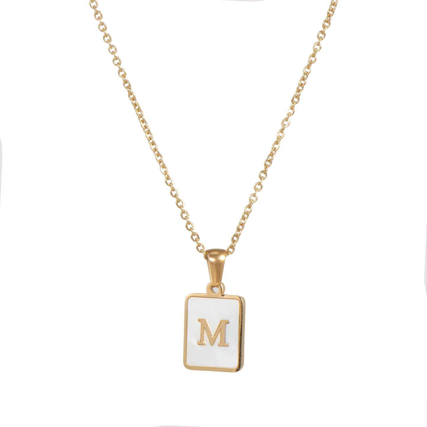 Mother of Pearl Shell and Gold Plated Initial Necklace