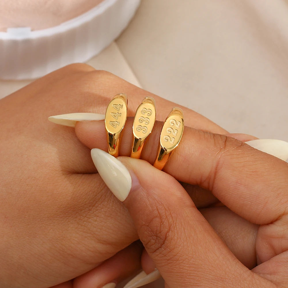 18K Gold Plated Angel Number Rings