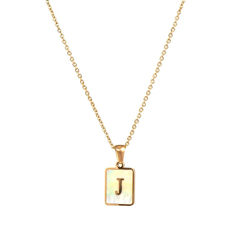 Mother of Pearl Shell and Gold Plated Initial Necklace