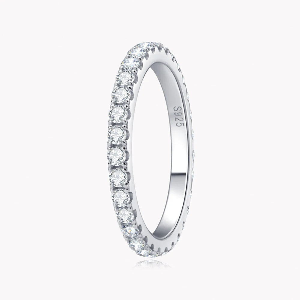 18K White Gold Moissanite Eternity Band