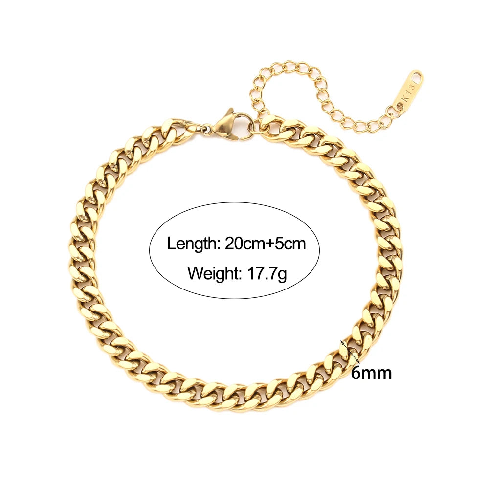 18k Gold Plated Cuban Chain Bracelets