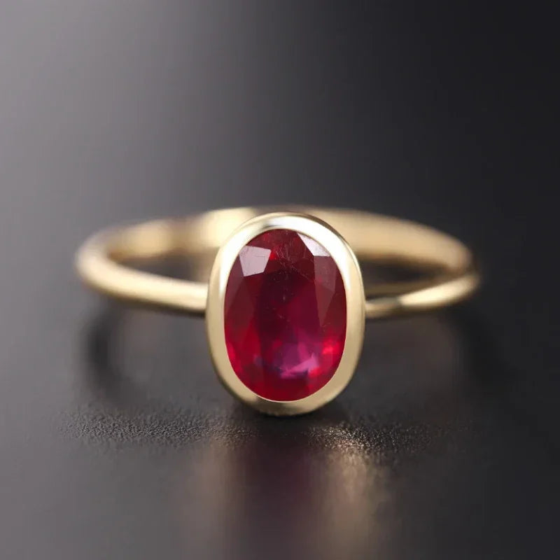 Zircon Oval Ruby Ring