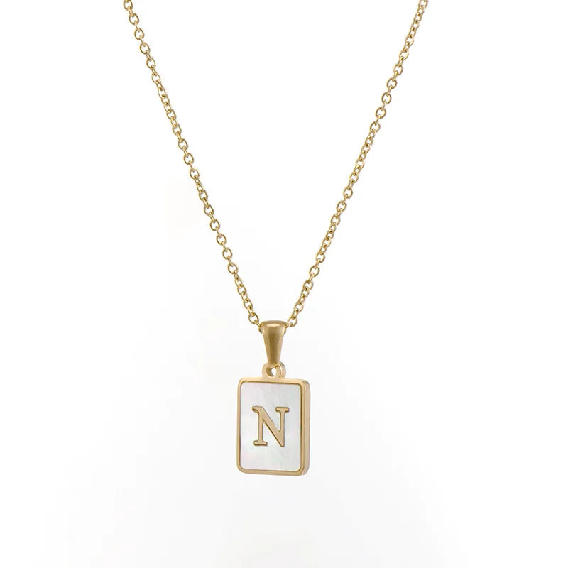 Mother of Pearl Shell and Gold Plated Initial Necklace