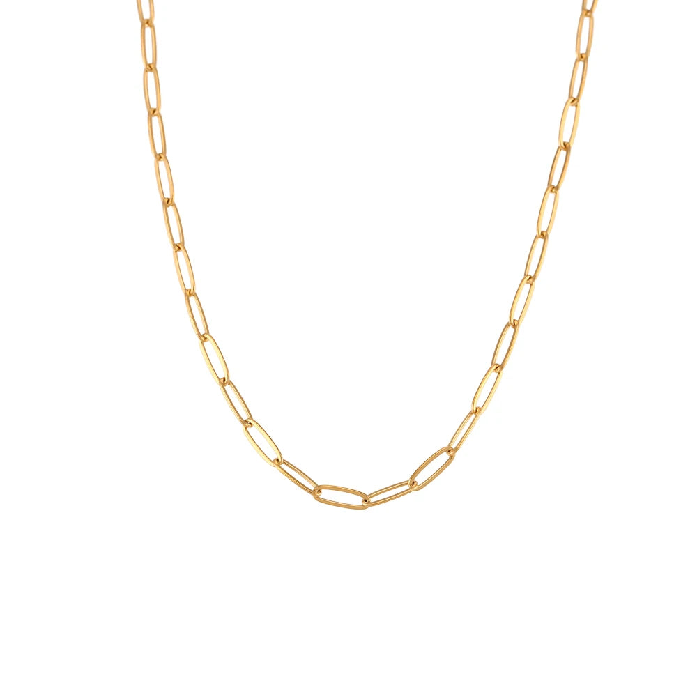 18K Gold Plated Paper Clip Chain Necklaces and Bracelet