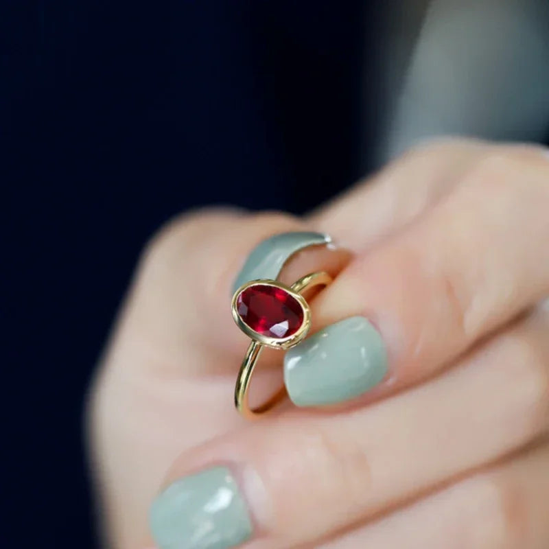 Zircon Oval Ruby Ring