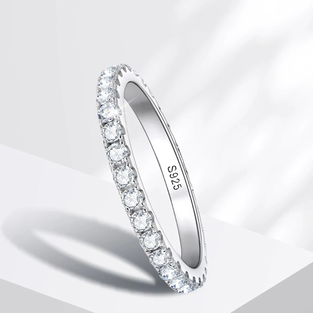 18K White Gold Moissanite Eternity Band