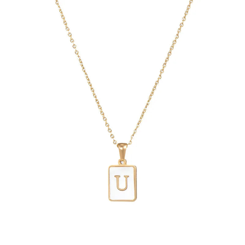 Mother of Pearl Shell and Gold Plated Initial Necklace