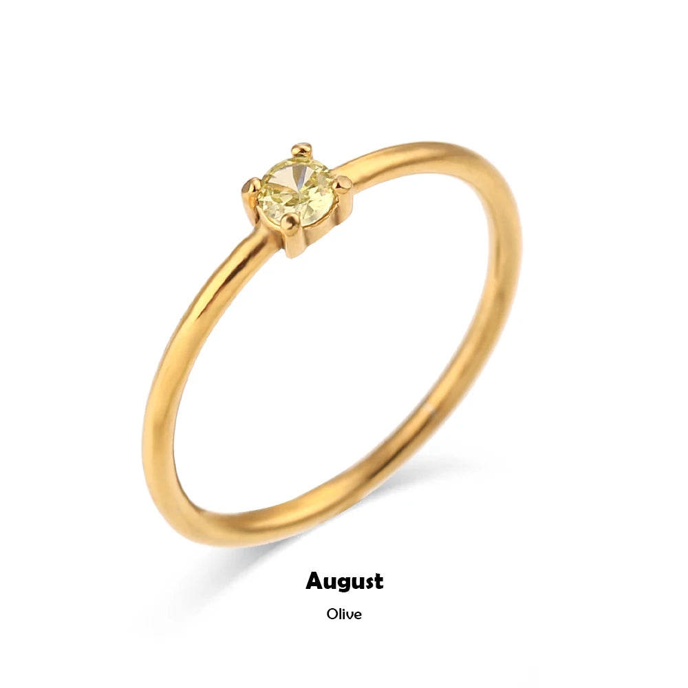 Gold Plated CZ Birthstone Rings