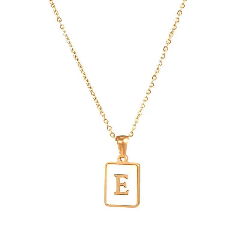 Mother of Pearl Shell and Gold Plated Initial Necklace