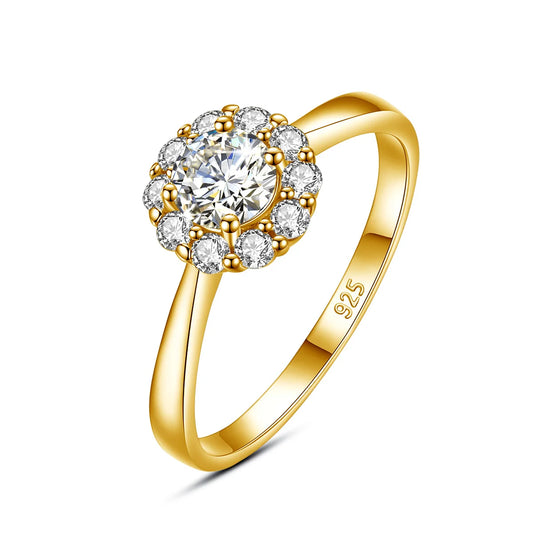 0.5 CT Moissanite Flower Ring - Gold Plated