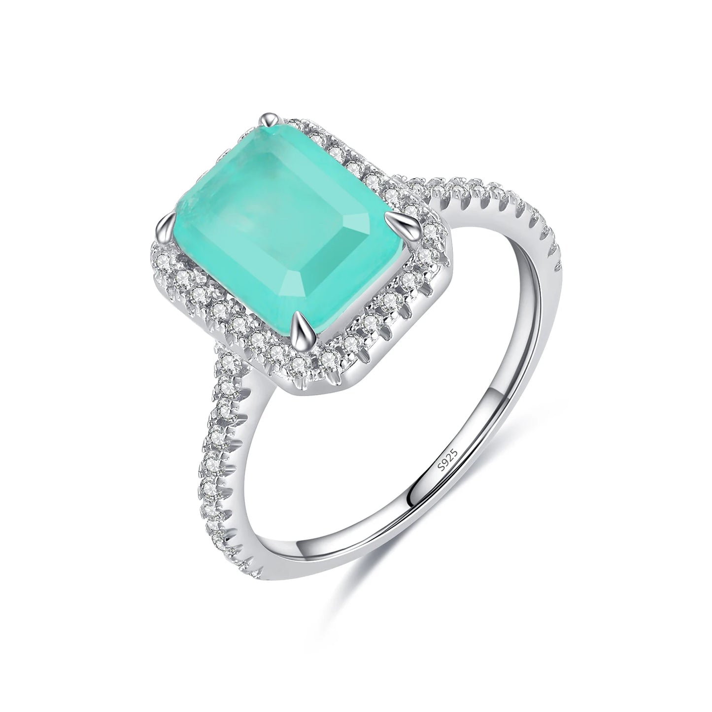 Zircon Emerald Ring – Platinum-Plated 925 Sterling Silver