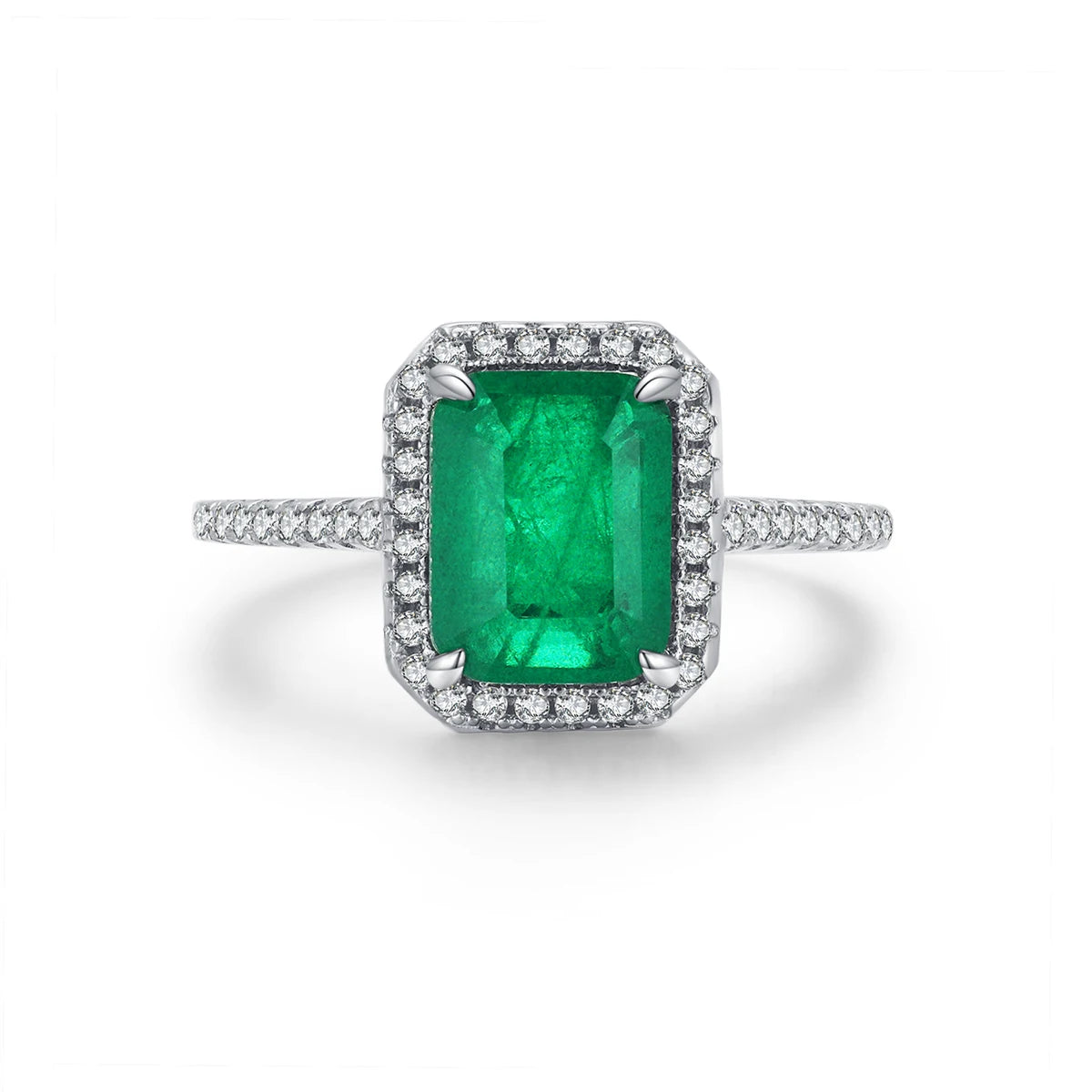 Zircon Emerald Ring – Platinum-Plated 925 Sterling Silver