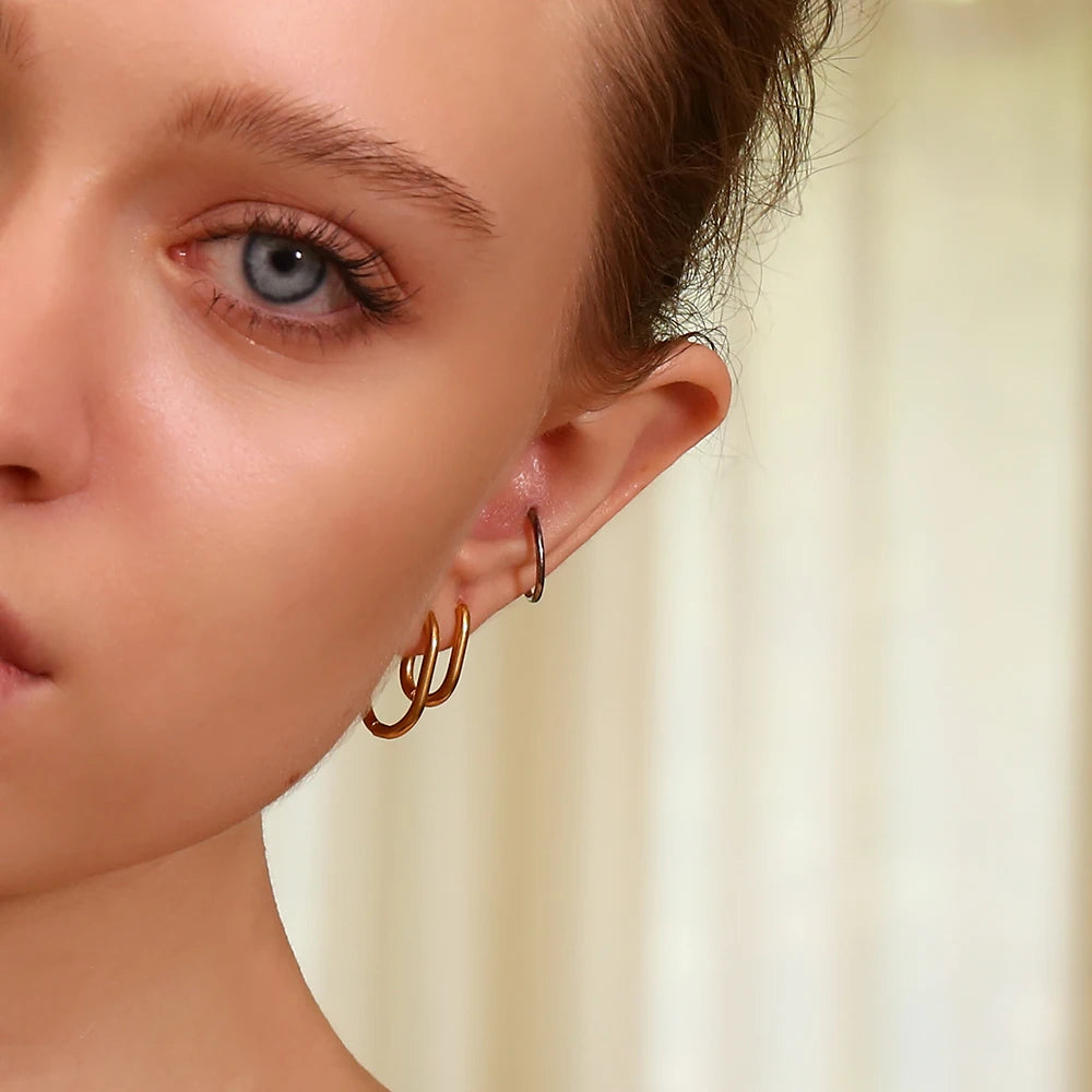 Waterproof Gold U-Shaped Earrings