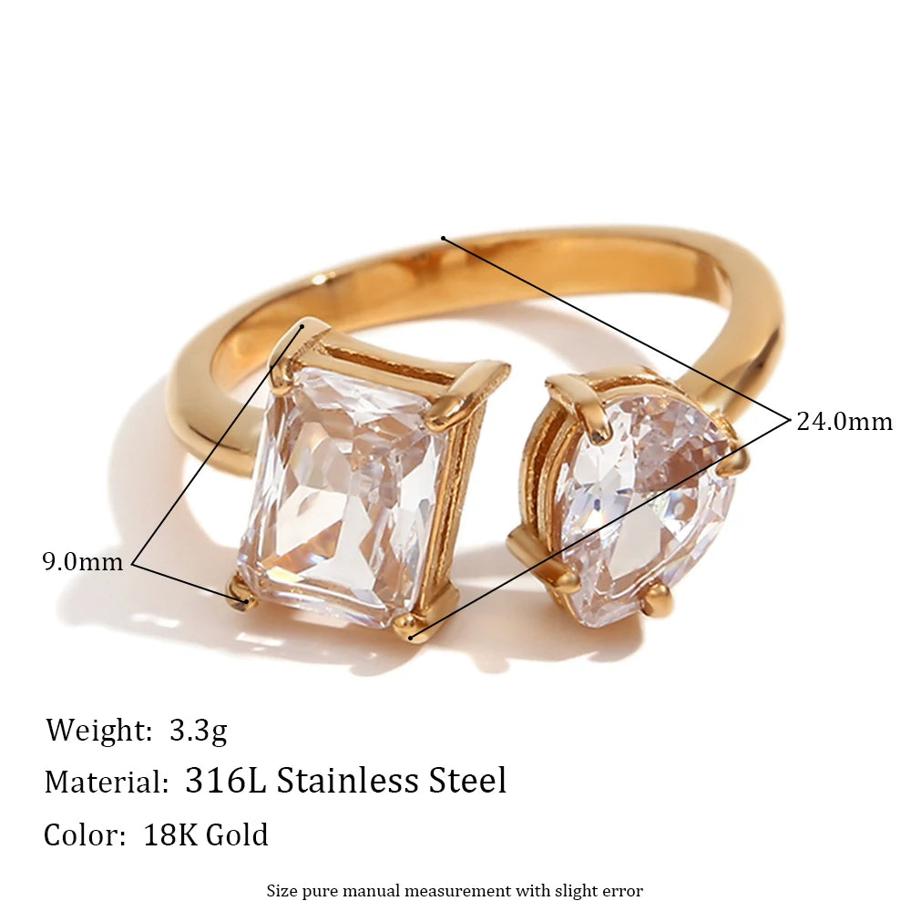 18K Gold Plated Zircon Geometric Ring