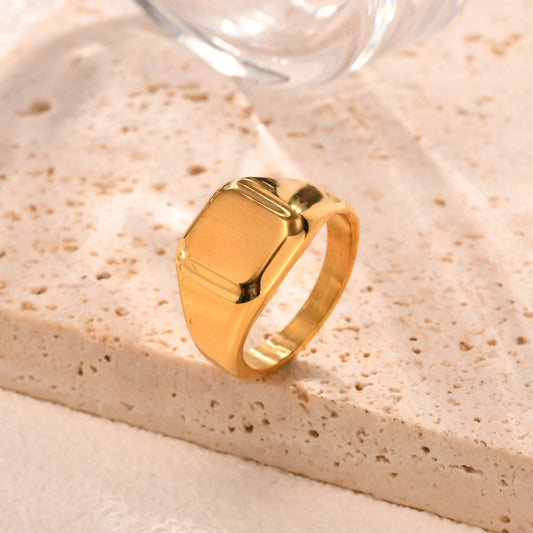 18K Gold Plated Square Signet Ring