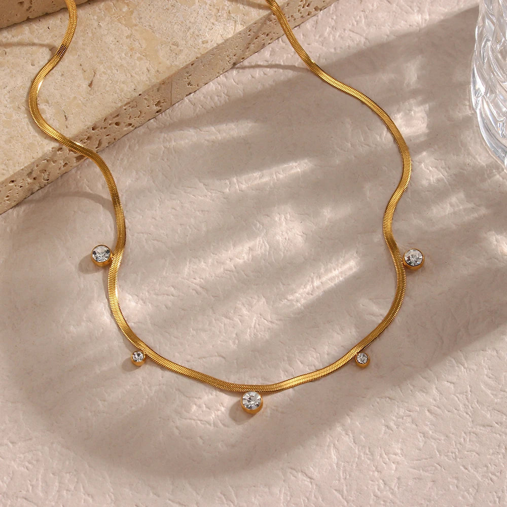 18k Gold Plated Crystal Pendant Necklace