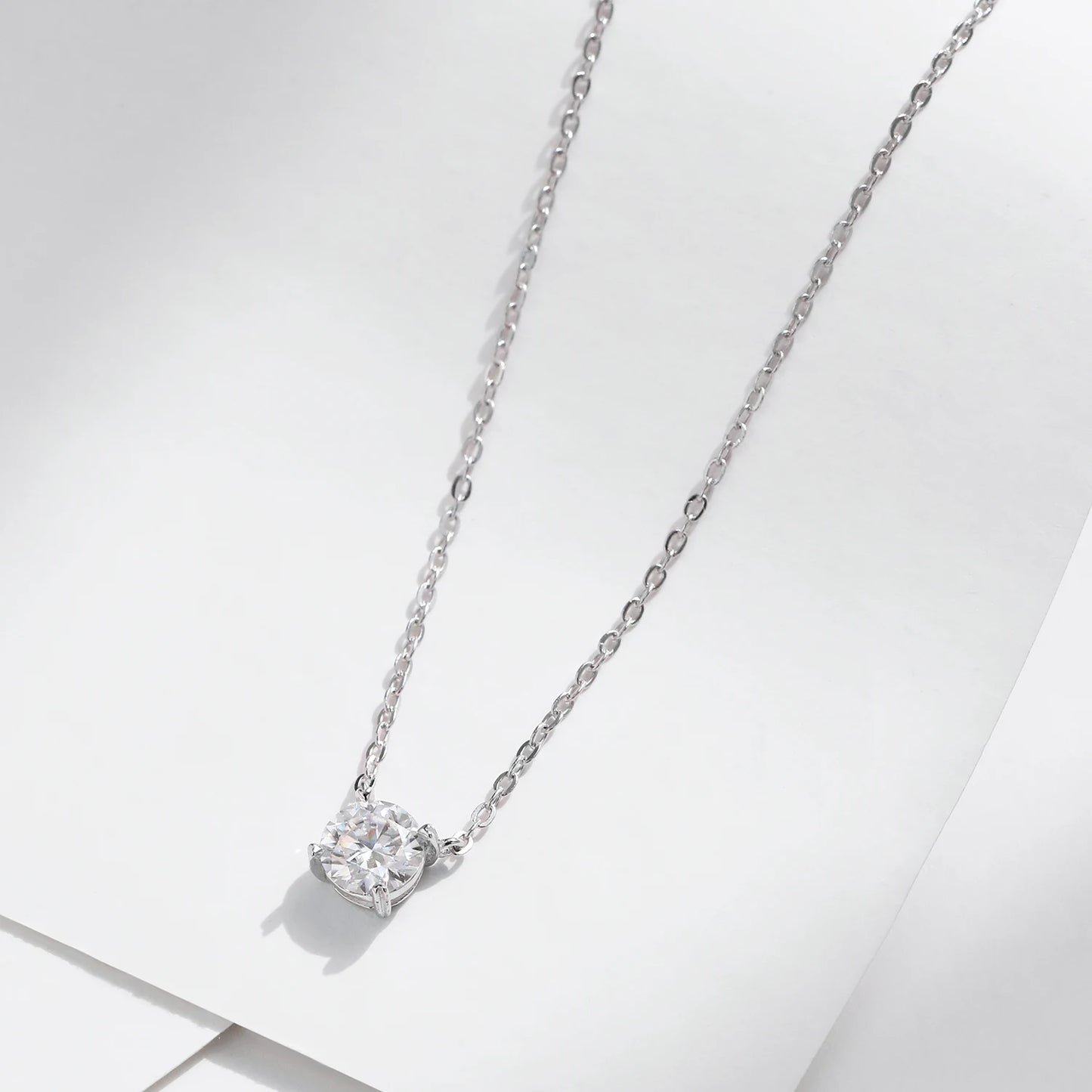 0.8 CT Moissanite Pendant Necklace - 925 Sterling Silver