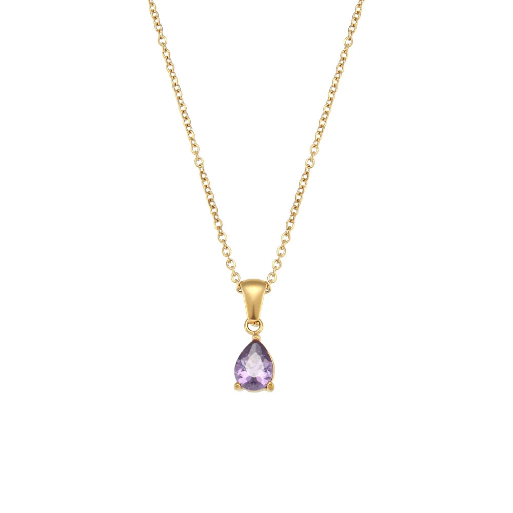 Gold Plated Crystal Pendant Necklace