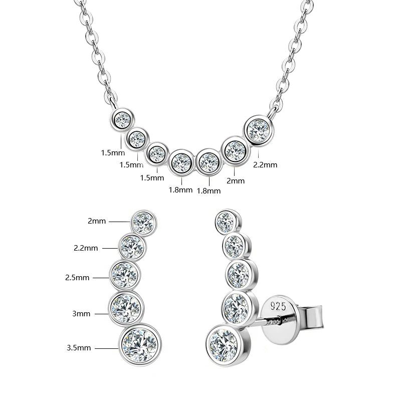 Bezel Moissanite Earring and Necklace Set