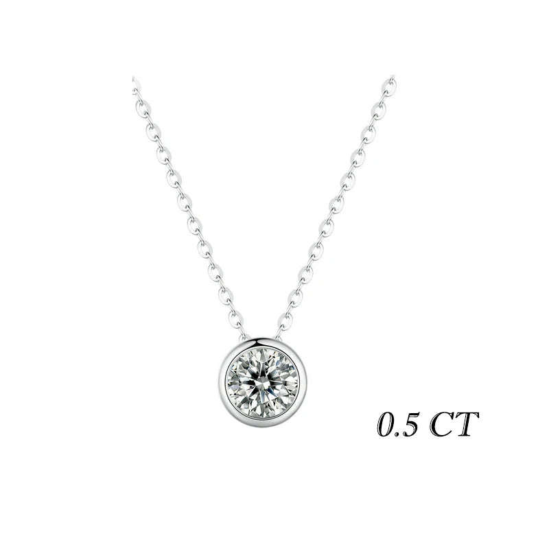 1 Carat Bezel Moissanite Necklace – 925 Sterling Silver