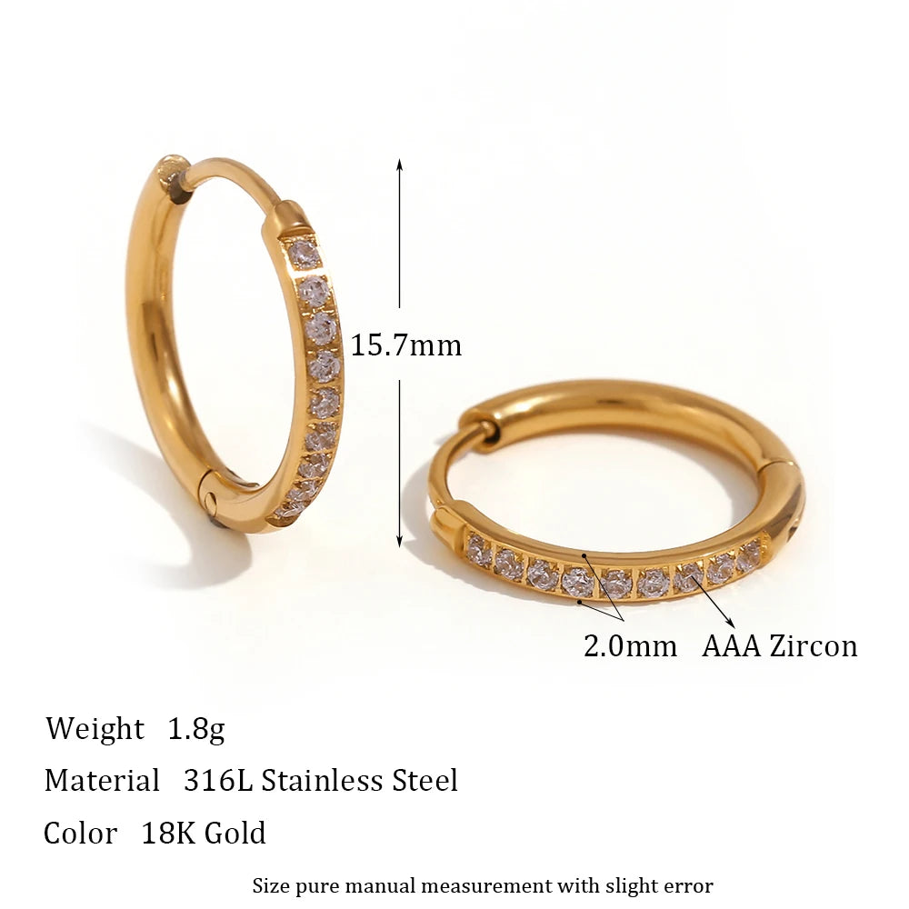 Gold Plated Crystal Huggie Hoop Earring