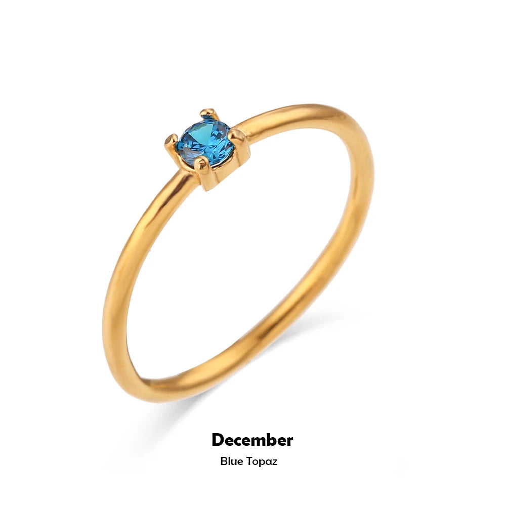 Gold Plated CZ Birthstone Rings