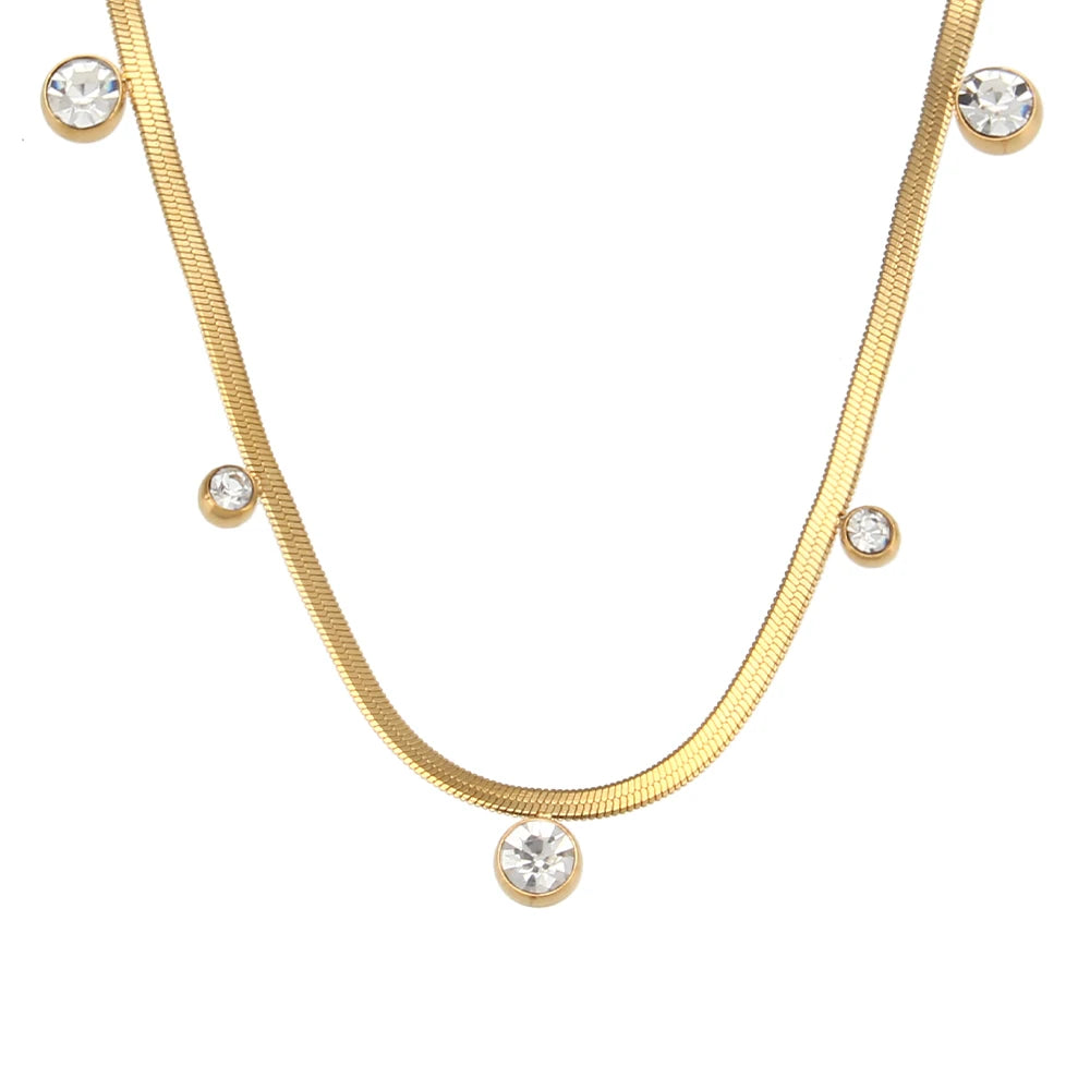 18k Gold Plated Crystal Pendant Necklace