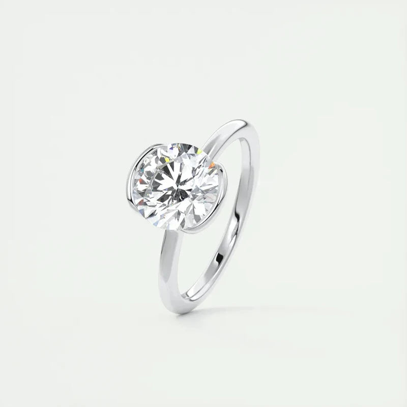 1CT Half Bezel Moissanite Ring