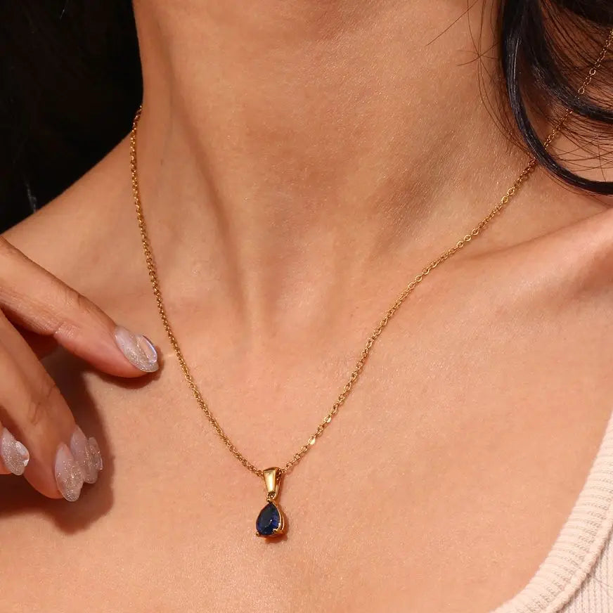 Gold Plated Crystal Pendant Necklace