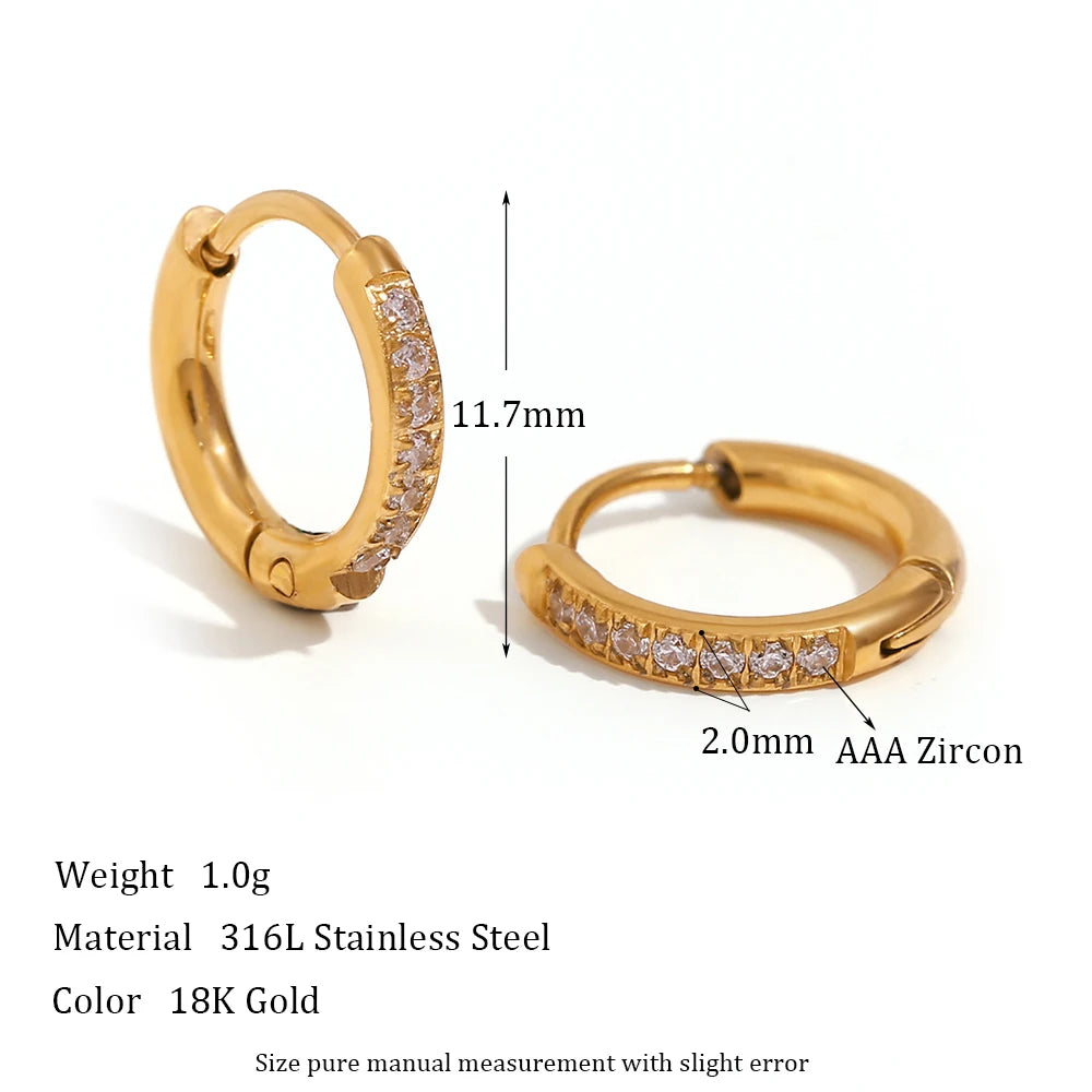 Gold Plated Crystal Huggie Hoop Earring