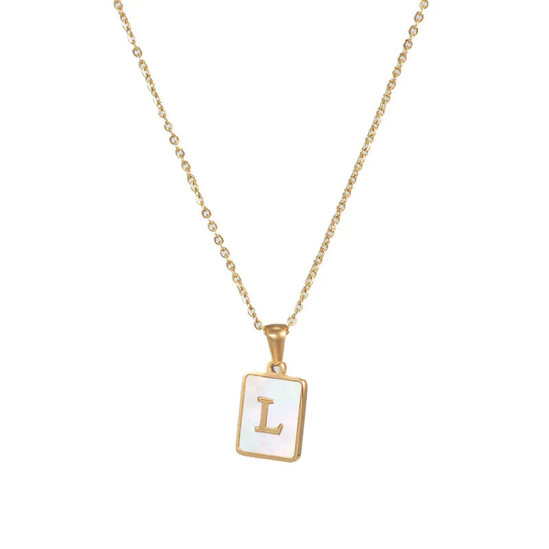 Mother of Pearl Shell and Gold Plated Initial Necklace