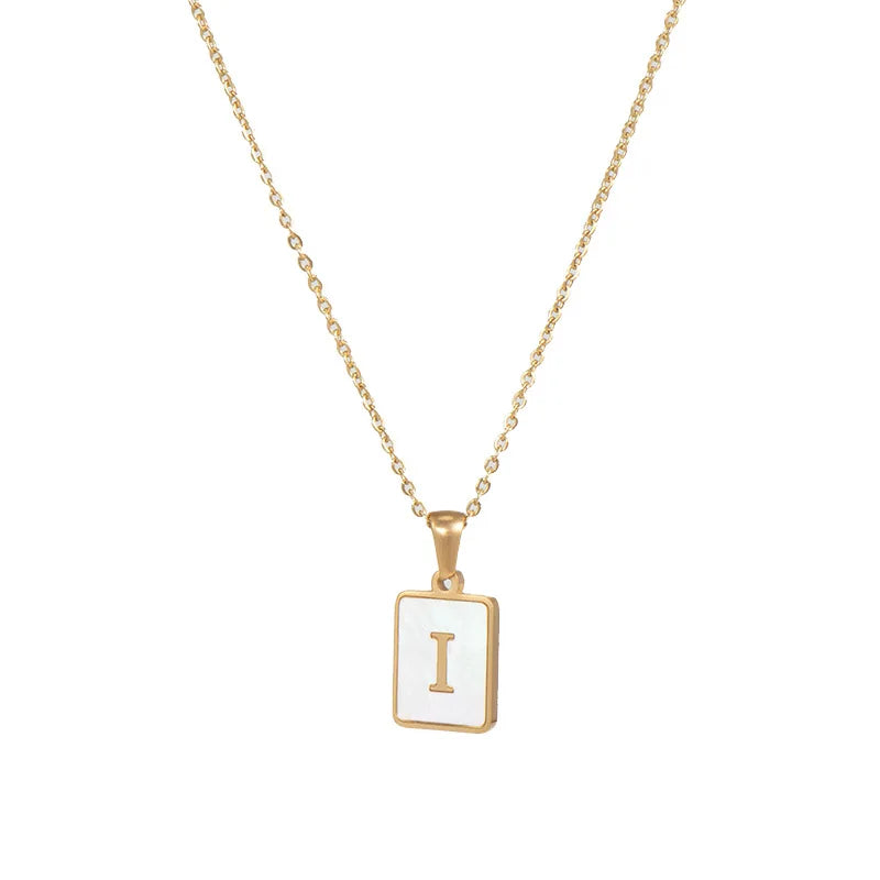 Mother of Pearl Shell and Gold Plated Initial Necklace