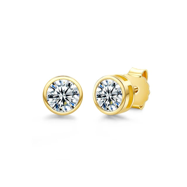 Bezel 0.5 Carat D Color Moissanite Diamond Stud Earrings