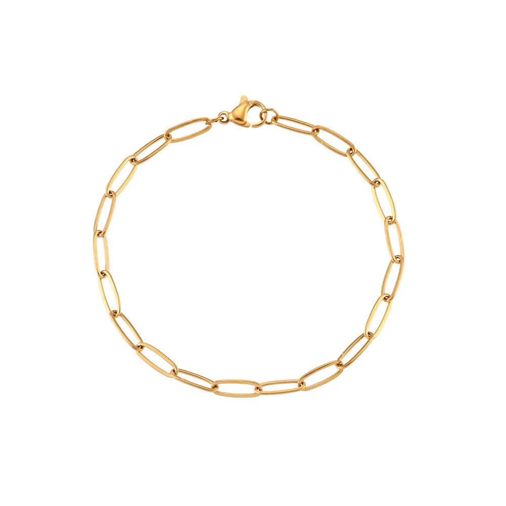 18K Gold Plated Paper Clip Chain Necklaces and Bracelet