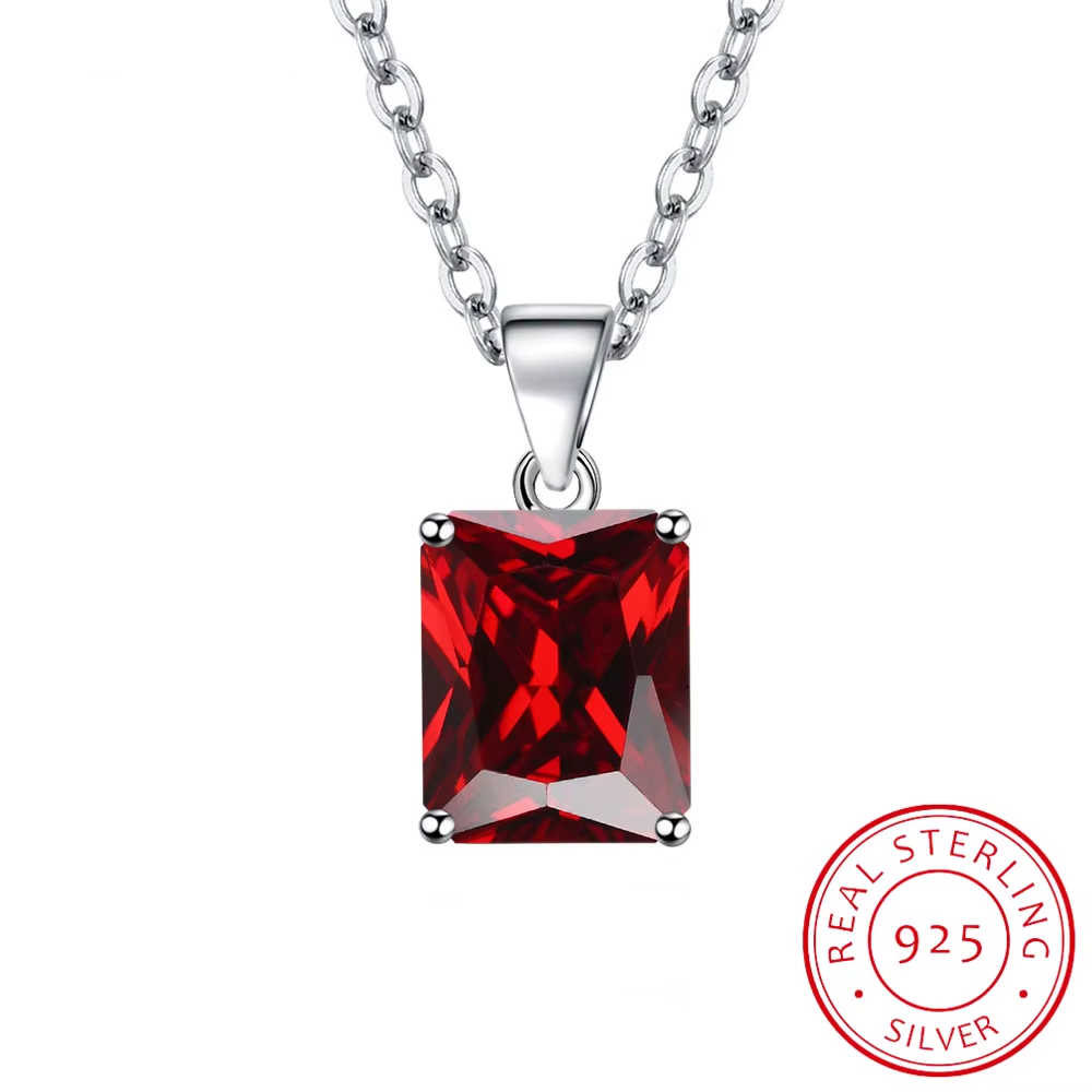 6ct Simulated Gemstone Pendant Necklace